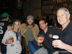 Pizza Port founders Gina and Vince Marsaglia (far left and third from left) with Stone founders Greg Koch and Steve Wagner (second from left and far right)