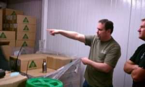 Mitch giving a tour of Stone's hop storage, circa 2011